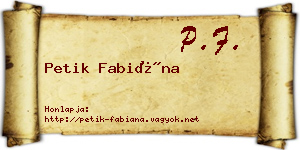 Petik Fabiána névjegykártya
